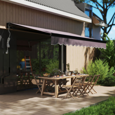 Dark Grey 2.5 x 2m Electric Awning with LED Light Remote Control and UV50+ Canopy by Outsunny