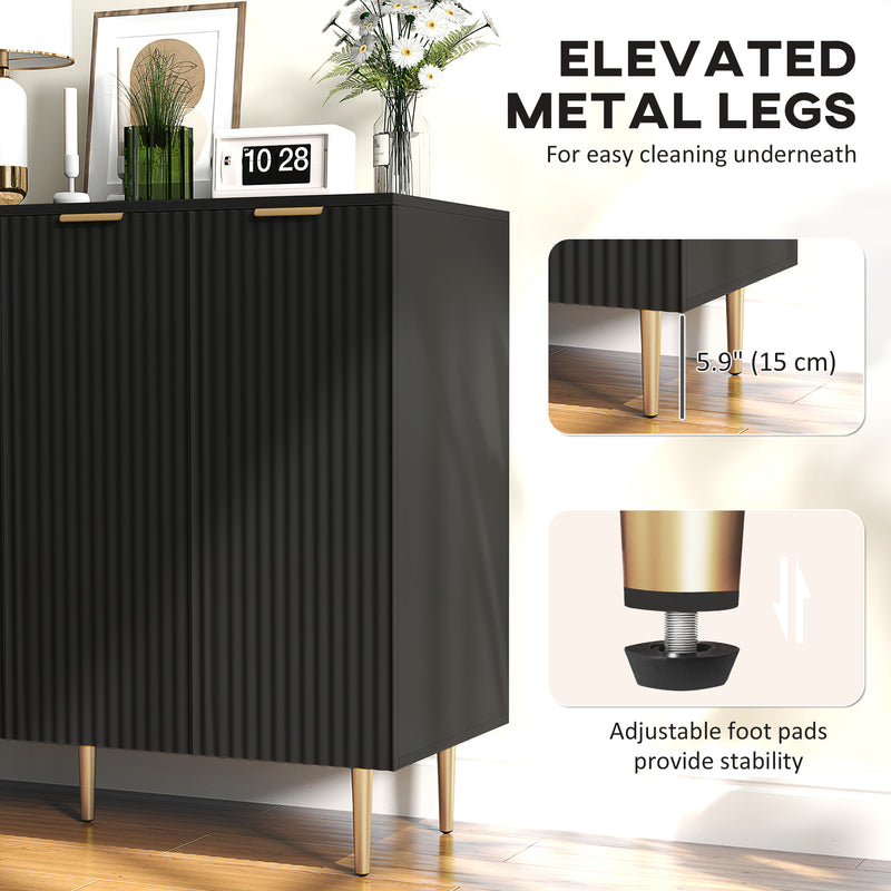 Sideboard Storage Cabinet with Adjustable Shelves for Kitchen or Hallway Organisation Black