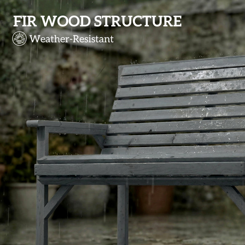 Garden Bench for Two with Curved Seat and Weather Resistant Finish Grey