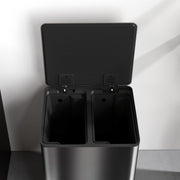 60L Dual Compartment Kitchen Recycling Bin with Deodoriser Holders Stainless Steel, Black