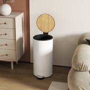 Kitchen Pedal Bin 30L with Soft Close Lid and Removable Liner for Easy Cleaning White Homcom