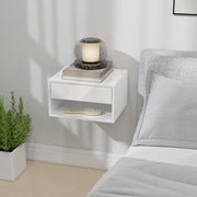 Floating Bedside Tables Set of 2 with Drawer and Shelf for Space Saving Storage High Gloss White AOSOM