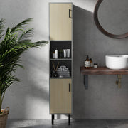 Bathroom Cabinet Furniture Set with Tall Storage and Adjustable Shelves Under Sink Grey AOSOM