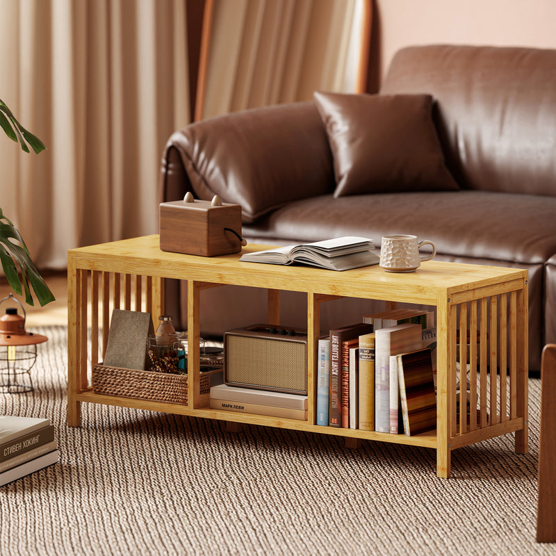 Shoe Storage Bench with Padded Seat for Hallway Organisation Natural Wood Finish AOSOM