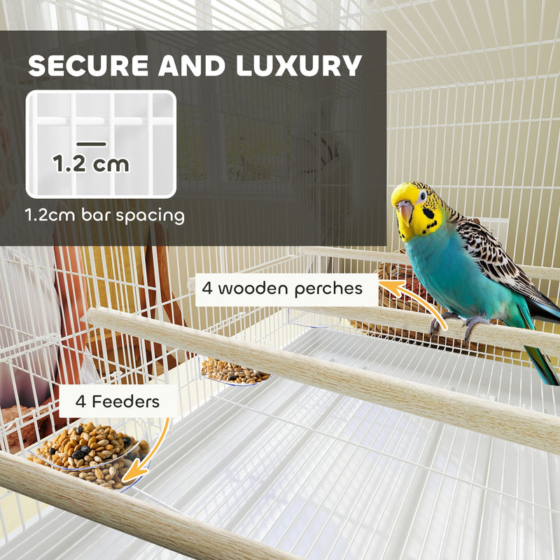 Large Bird Cage with Divider and Slide Out Tray for Budgies and Canaries White