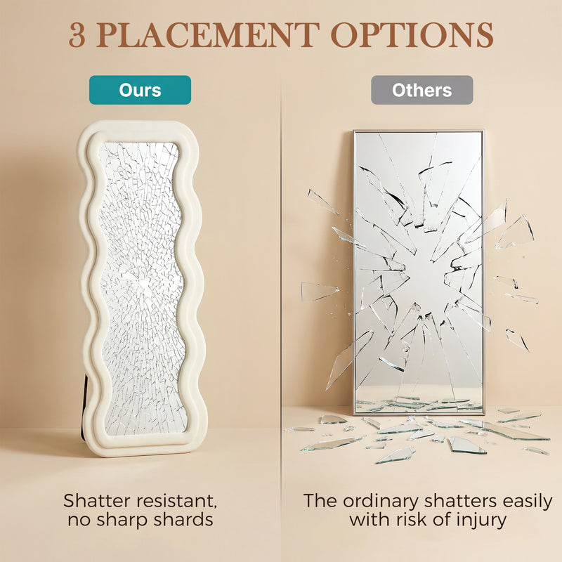 Full Length Mirror for Quick Outfit Checks with Velvet Frame Cream White