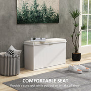White Shoe Storage Bench with Cushioned Seat and Eight Compartments by HOMCOM