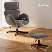 Armchair and Footstool Set with Swivel and Rocking for Relaxing at Home Grey AOSOM