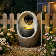 Water Fountain for Small Gardens and Balconies with LED Light and Soothing Waterfall Grey AOSOM