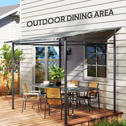 Wall Mounted Metal Pergola for Sheltered Outdoor Dining and Relaxing, Light Grey Outsunny