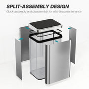 Sensor Kitchen Bin 40L Touch Free Motion Sensor Waste Disposal with Soft Close Lid Silver Homcom