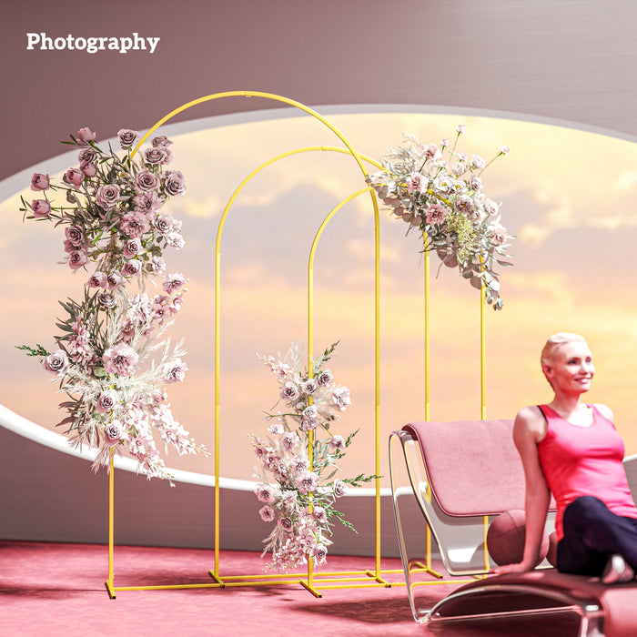 Gold Metal Wedding Arch Frame Set Balloon Backdrop Stand for Parties and Events by Outsunny