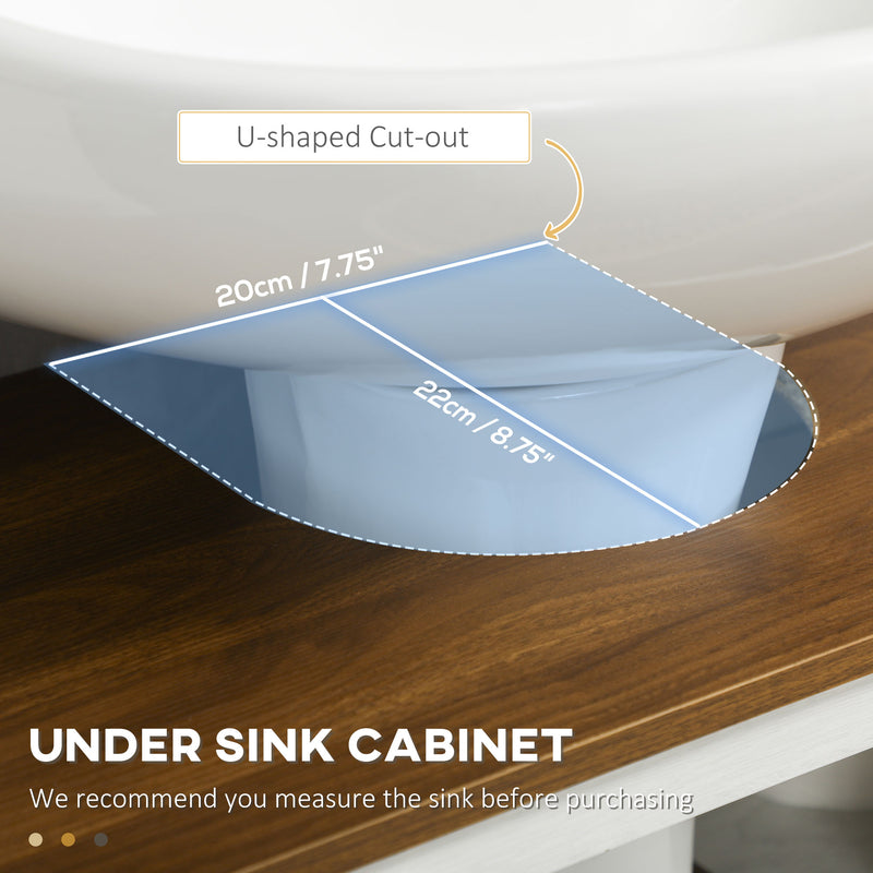 2 Piece Bathroom Furniture Set Tall Cabinet and Under Sink Cupboard Ash Wood Effect by kleankin AOSOM