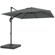 Square Cantilever Garden Parasol With Adjustable UPF50+ Shade and Fillable Base Weights Outsunny