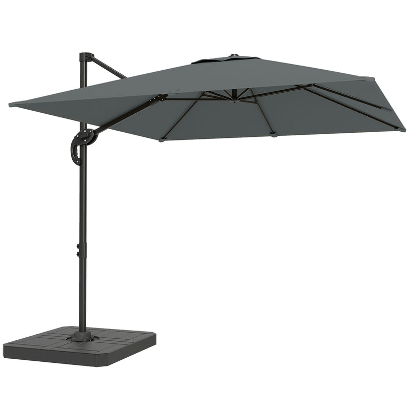 Square Cantilever Garden Parasol With Adjustable UPF50+ Shade and Fillable Base Weights Outsunny
