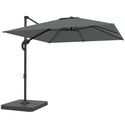 Square Cantilever Garden Parasol With Adjustable UPF50+ Shade and Fillable Base Weights Outsunny