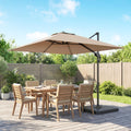 Cantilever Garden Parasol With Adjustable UPF50+ Shade and Fillable Base Weights Khaki