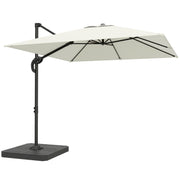 Square Cantilever Garden Parasol With Adjustable UPF50+ Shade and Fillable Base Weights Outsunny