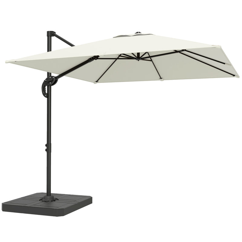 Square Cantilever Garden Parasol With Adjustable UPF50+ Shade and Fillable Base Weights Outsunny