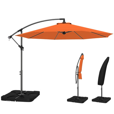 Cantilever Garden Parasol with Base & Cover Adjustable UPF30+ Shade and Overhanging Design for Patios Outsunny