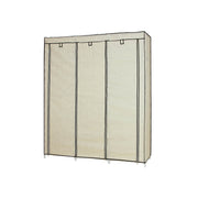 Portable Canvas Wardrobe with Hanging Rail and Storage Shelves for Bedroom by Songmics
