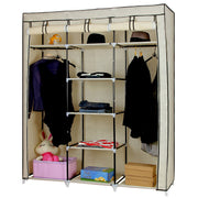 Portable Canvas Wardrobe with Hanging Rail and Storage Shelves for Bedroom by Songmics