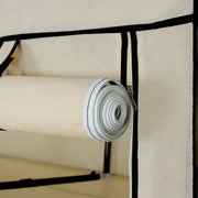 Portable Canvas Wardrobe with Hanging Rail and Storage Shelves for Bedroom by Songmics