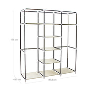 Portable Canvas Wardrobe with Hanging Rail and Storage Shelves for Bedroom by Songmics