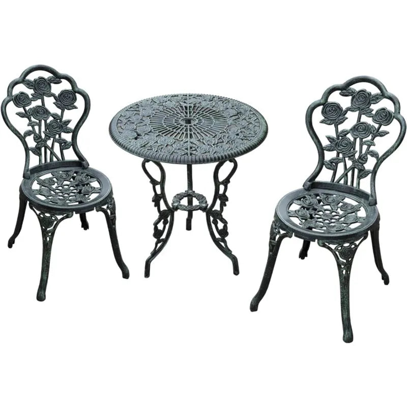 3 Piece Cast Aluminium Bistro Set, Green