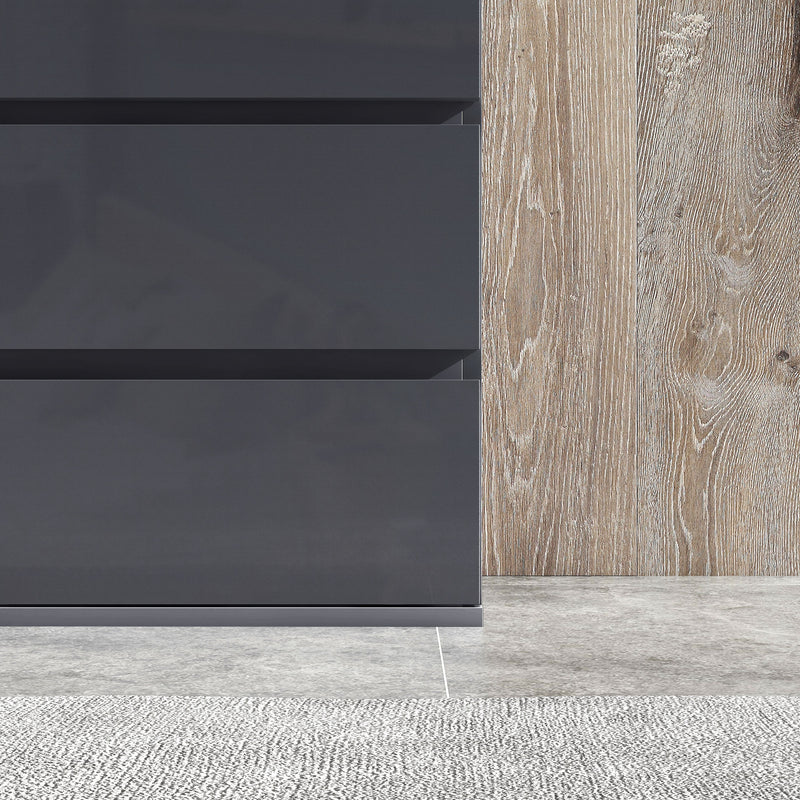High Gloss 4 Drawer Chest of Drawers with Spacious Storage for Bedroom Use Grey