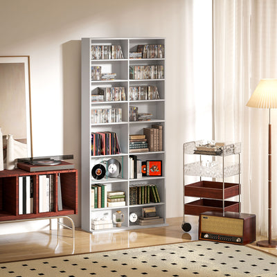 White Tall CD Storage Tower Holds 640 Discs Freestanding Media Rack by HOMCOM