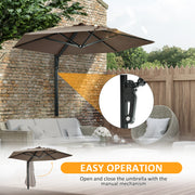 Khaki 25m Wall Mounted Garden Parasol With 180 Degree Rotating Canopy For Patio Use