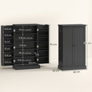 Freestanding Kitchen Pantry Cupboard With Adjustable Shelves For Extra Storage Black AOSOM