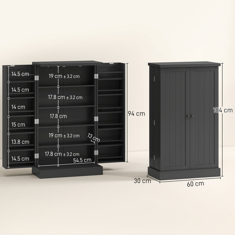 Freestanding Kitchen Pantry Cupboard With Adjustable Shelves For Extra Storage Black AOSOM