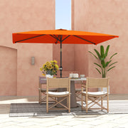 Orange 3x2m Rectangular Patio Parasol with Tilt Crank Aluminium Canopy by Outsunny