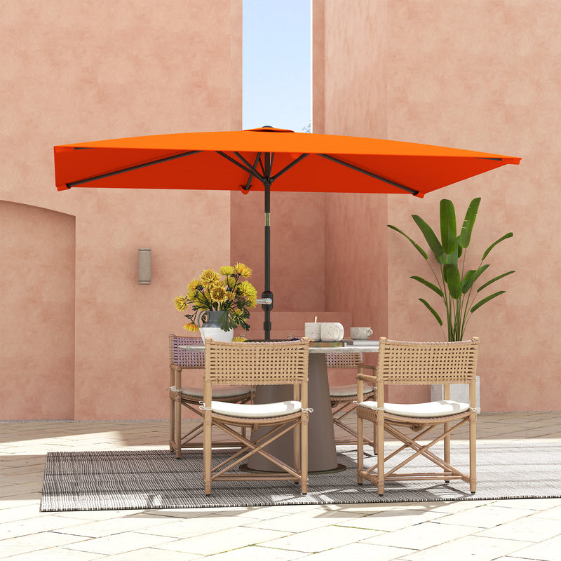 Orange 3x2m Rectangular Patio Parasol with Tilt Crank Aluminium Canopy by Outsunny