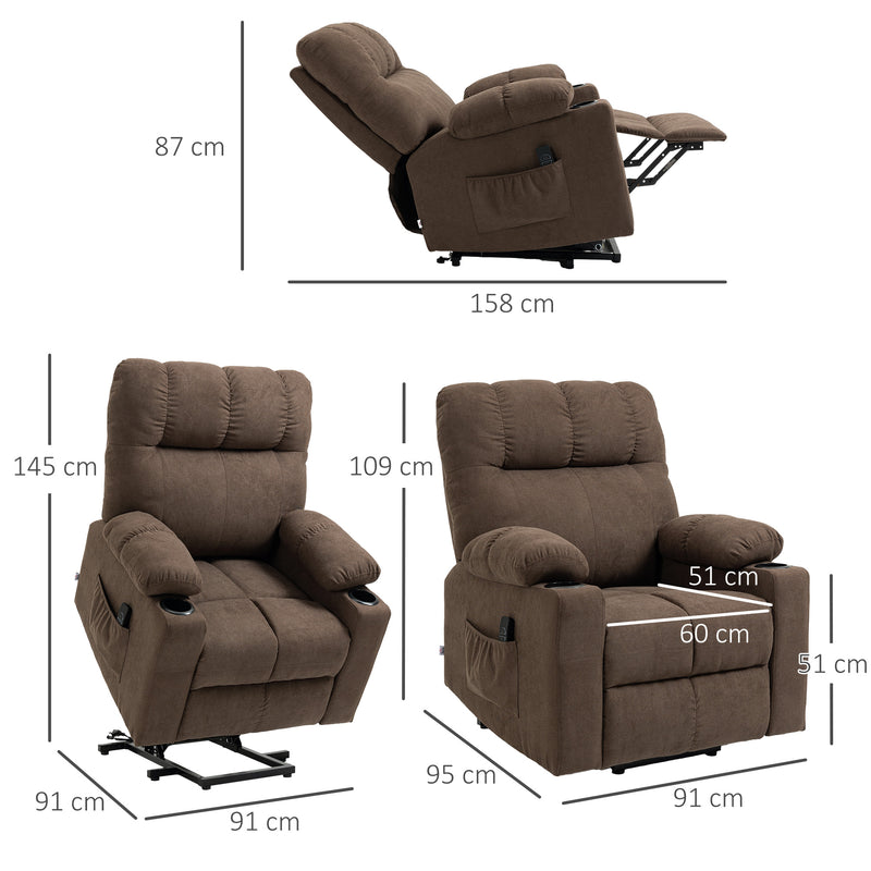 Electric Riser Recliner Chair With Remote Control For Elderly Comfort And Support Dark Brown