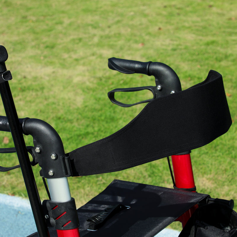 Rollator Walker with Padded Seat and Storage for Resting on Walks and Shopping Red