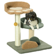 Small Cat Tree with Scratching Posts Two Beds and Toy Ball for Indoor Use, Grey
