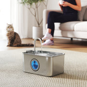 3.2L Stainless Steel Cat Water Fountain with Silent Pump and Visible Water Level Window