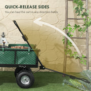 Green 114L Steel Frame Garden Cart Trolley for Heavy Loads by Outsunny