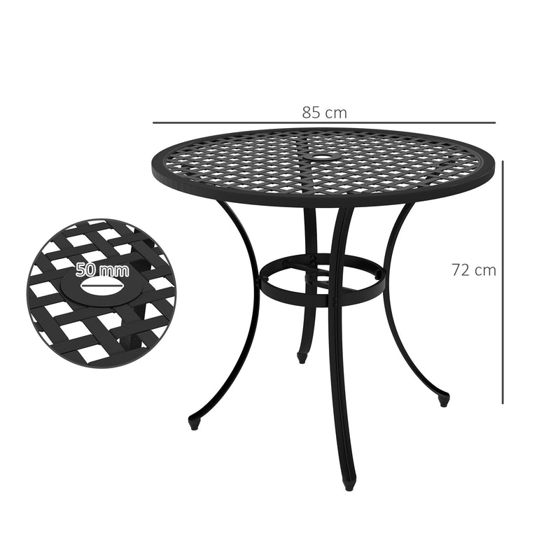 Round Aluminium Garden Table with 50mm Parasol Hole Ideal for Outdoor Dining