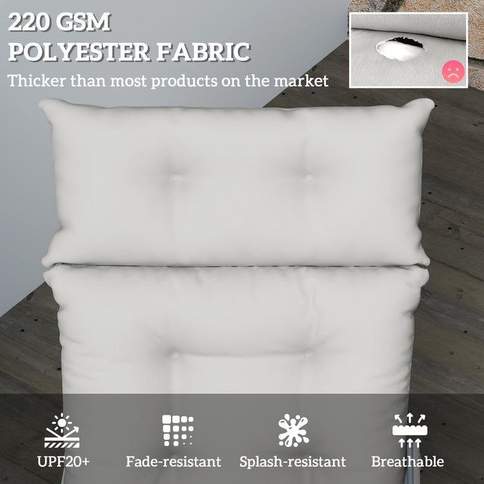 Light Grey Sun Lounger Cushion 190x56x10cm Thick Garden Chair Pad with UPF20+ Fabric by Outsunny