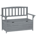 Grey Two Seater Wooden Garden Storage Bench With Storage by Outsunny