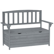 Grey Two Seater Wooden Garden Storage Bench With Storage by Outsunny
