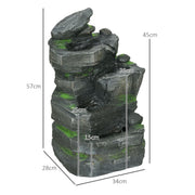 Dark Grey Garden Water Feature with LED Lights for Outdoor Decor by Outsunny