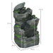 Dark Grey Garden Water Feature with LED Lights for Outdoor Decor by Outsunny