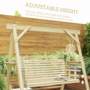 Outsunny Three-Seater Wooden Swing Bench AOSOM