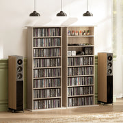 Tall Rotating CD Storage Tower With 360 Degree Access For Home Organisation Natural Wood AOSOM