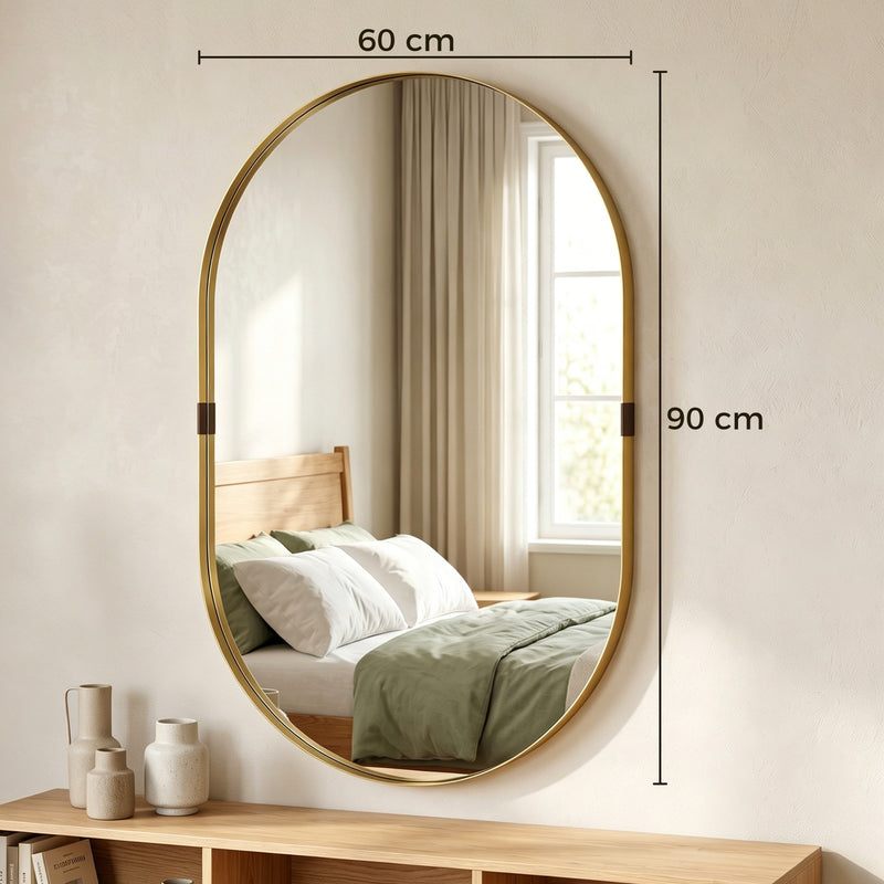Wall Mirror with Deep Frame for Brightening Hallways or Living Rooms Gold Homcom